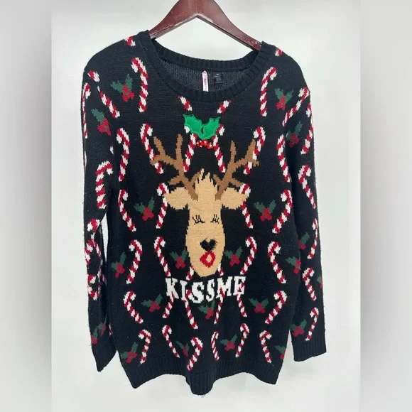 Love By Design Black and Red Crew Neck Sweater - Picture 1 of 6